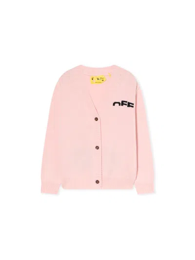 Off-white Logo-detail Button Cardigan In Pink