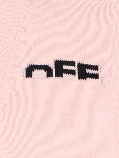 Off-white Logo-detail Button Cardigan In Pink