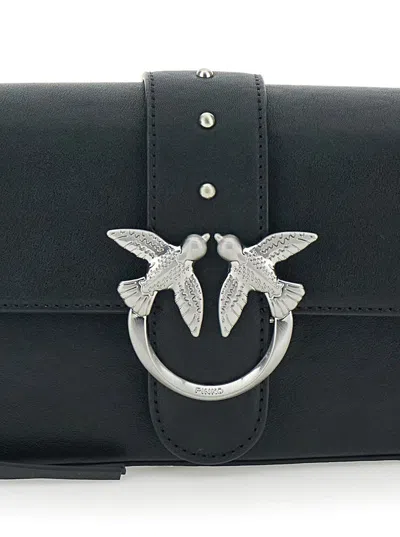 Pinko Love One Classic Leather Shoulder Bag In Black