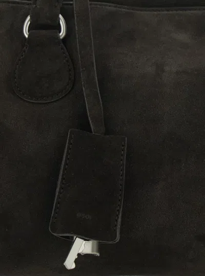 Osoi Shell Brot Large Brown Shopper With Two Handles And Key Pendant In Suede Woman In Brown