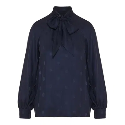 Etro Bow Long-sleeved Blouse In Blue