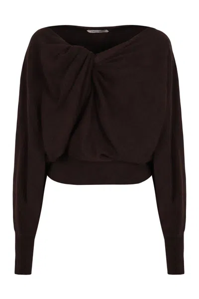 Alberta Ferretti Alberta Ferreti Sweater In Mixed Wool In Brown