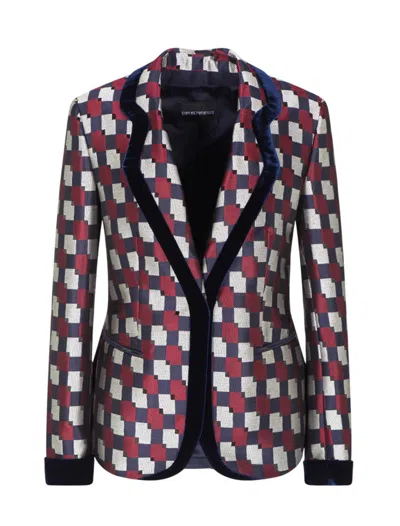 Emporio Armani Pattern-printed Single-breasted Blazer In Multi