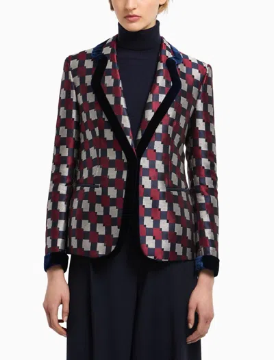 Emporio Armani Pattern-printed Single-breasted Blazer In Multi
