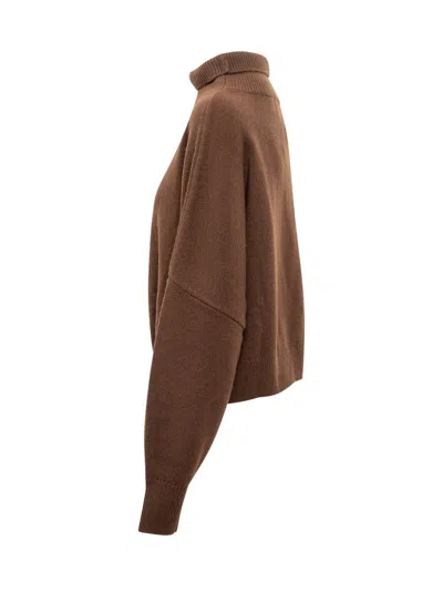 Loulou Studio Brown Turtleneck Sweater In Brown