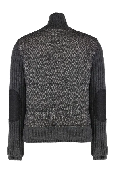 Dolce & Gabbana Knitted Houndstooth Jacket In Gray