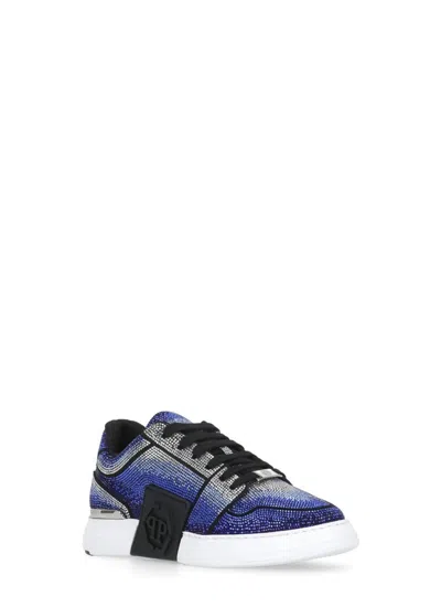 Philipp Plein Strass Embellished Low Top Sneakers In Blue