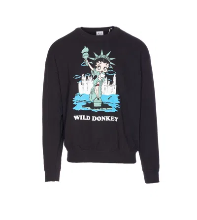 Wild Donkey Graphic Print Crewneck Sweater With Long Sleeves In Multi