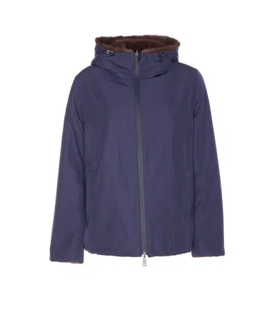 Lou Andrea Reversible Hooded Jacket In Blue