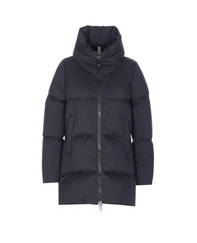 Herno Box Quilted Water Resistant Down Coat In Blue