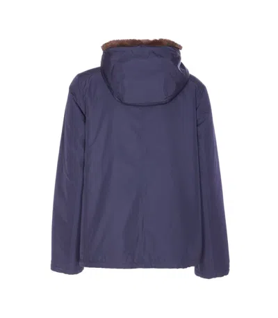 Lou Andrea Reversible Hooded Jacket In Blue