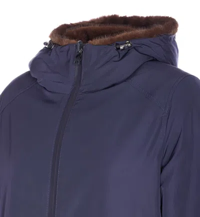Lou Andrea Reversible Hooded Jacket In Blue