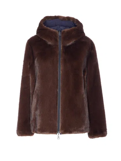 Lou Andrea Reversible Hooded Jacket In Blue