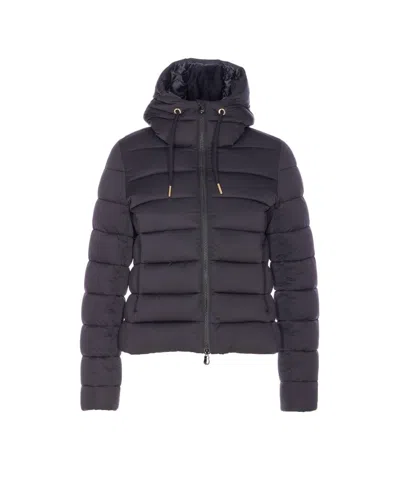 Save The Duck Black Down Jacket With Frontal Zip Closure In Black