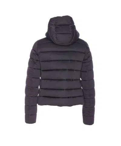 Save The Duck Black Down Jacket With Frontal Zip Closure In Black