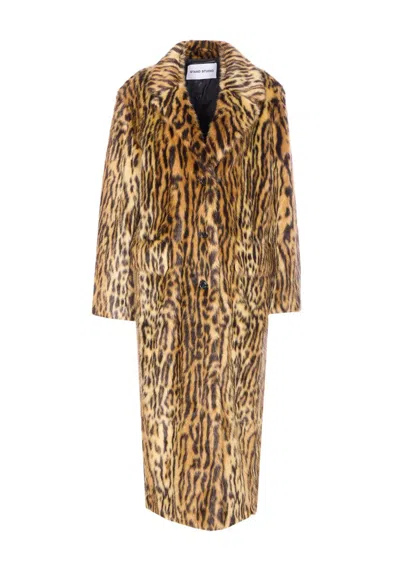 Stand Studio Marcelline Faux Fur Long Coat In Brown