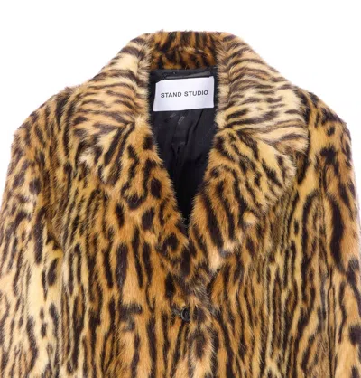 Stand Studio Marcelline Faux Fur Long Coat In Brown