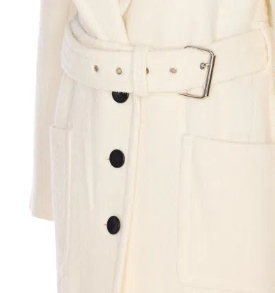 Pinko White Cerfoglio Coat In Neutral