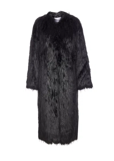 Stand Studio Carolina Faux Fur Long Coat In Black