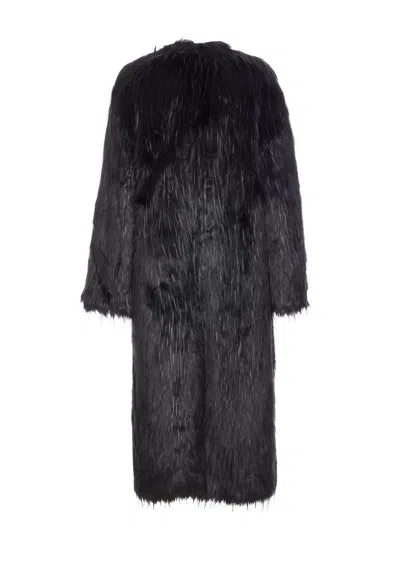 Stand Studio Carolina Faux Fur Long Coat In Black
