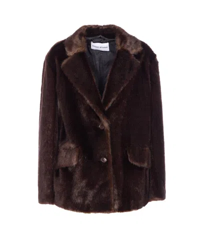 Stand Studio Sleek Modern Evyn Jacket With Subtle Sheen In Brown