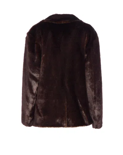 Stand Studio Sleek Modern Evyn Jacket With Subtle Sheen In Brown