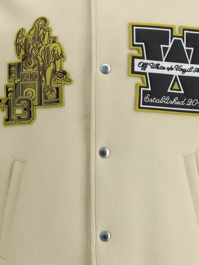 Off-white Mens Frozen Dew Lion Varsity Patches Wool-blend Jacket In Yellow