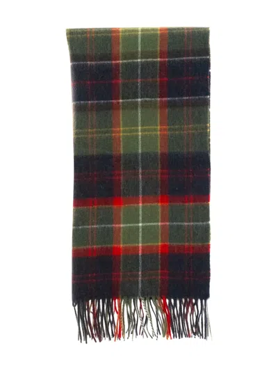 Barbour Tartan Fringed Scarf In Green