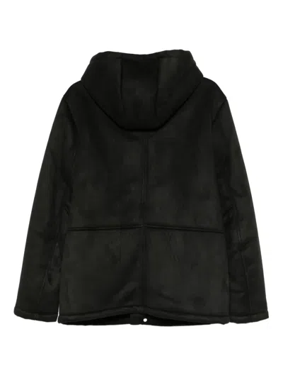 Daniele Alessandrini Minimalist Hooded Jacket With Front Flap Pockets And Subtle Padding In Black