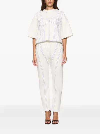 Hamza Corset Stitching Top In White