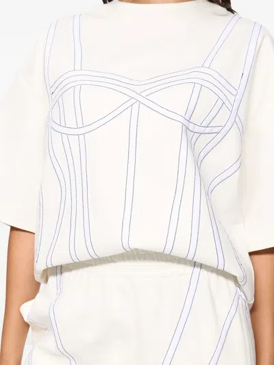 Hamza Corset Stitching Top In White