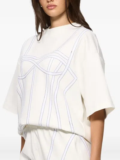 Hamza Corset Stitching Top In White