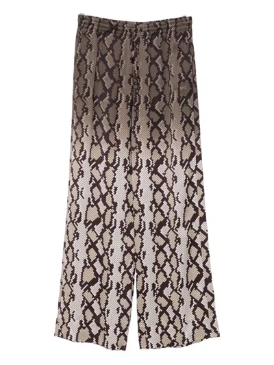 Stella Mccartney Snakeskin Pattern Wide Leg Pajama Trousers In Brown