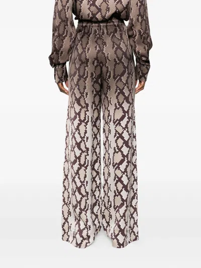 Stella Mccartney Snakeskin Pattern Wide Leg Pajama Trousers In Brown