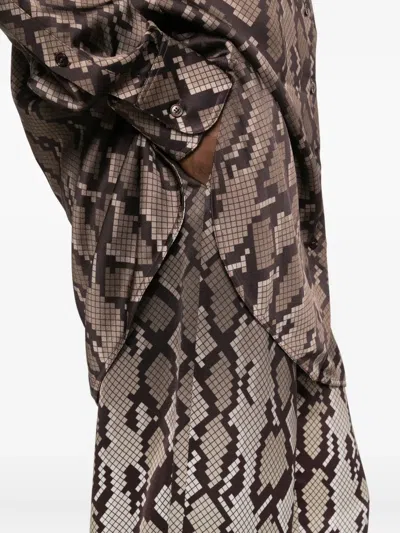 Stella Mccartney Snakeskin Pattern Wide Leg Pajama Trousers In Brown