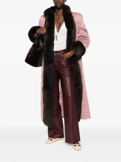 Chloé Leather Trousers In Burgundy