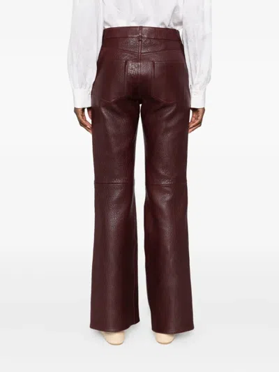 Chloé Leather Trousers In Burgundy