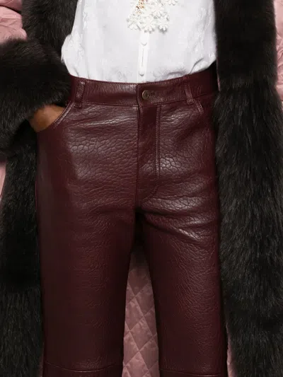 Chloé Leather Trousers In Burgundy
