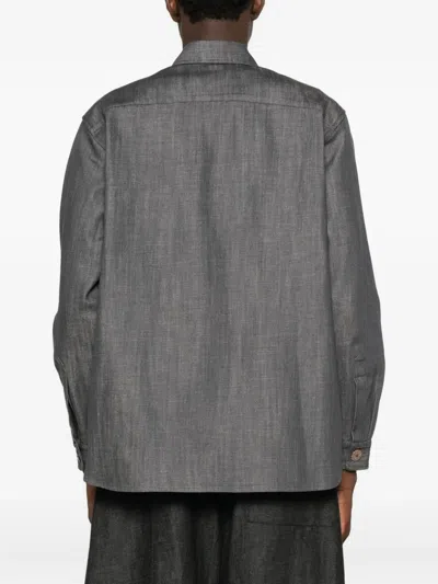 Labrum London Nomoli-print Denim Shirt In Gray