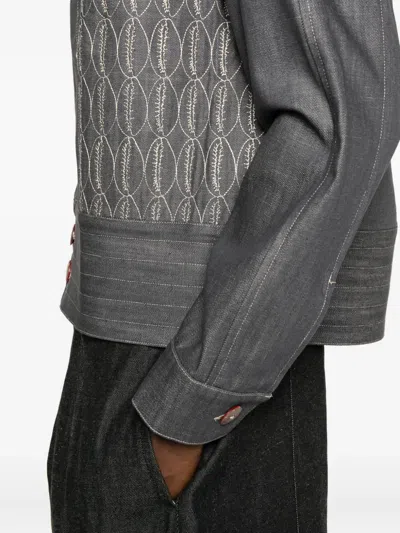Labrum London Embroidered Denim Jacket In Gray