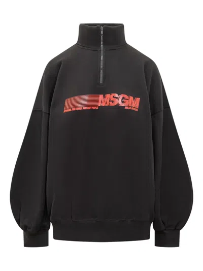 Msgm Balloon-sleeve Sweatshirt In Animal Print
