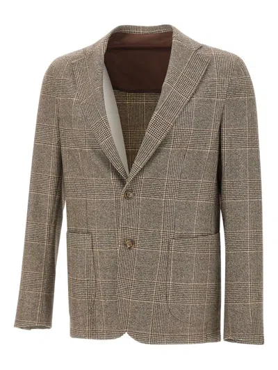 Barba Napoli Barba Teasy Checked Blazer In Brown