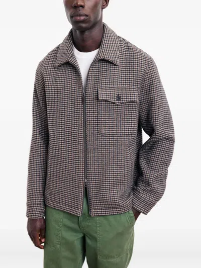 Hartford Dandy Zipped Patterned Overshirt In Brown