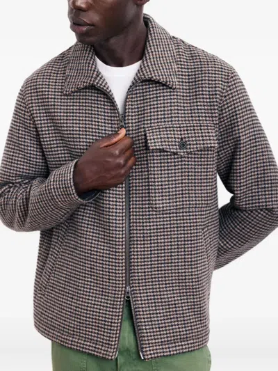 Hartford Dandy Zipped Patterned Overshirt In Brown