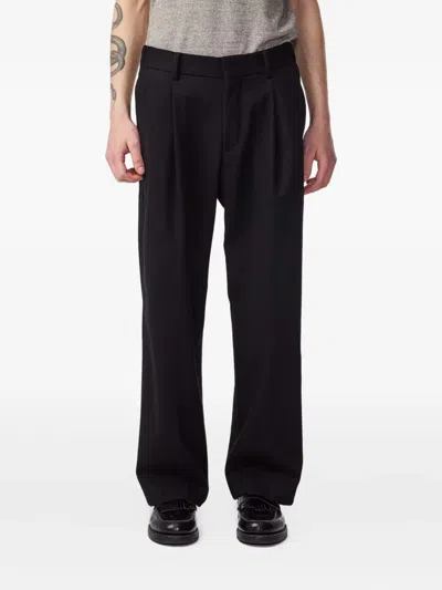 Nn07 Kay 1088 Straight-leg Pleated Recycled Woven Trousers In Black