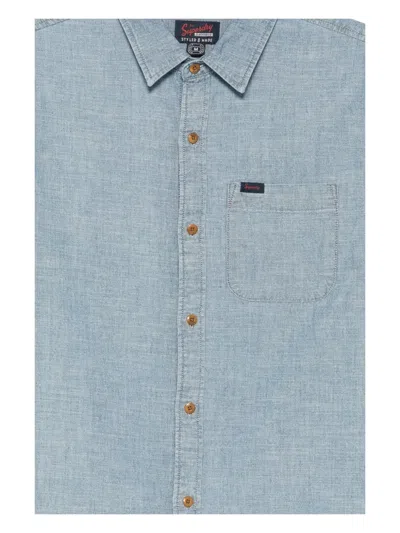 Superdry Short-sleeve Cotton Shirt In Blue