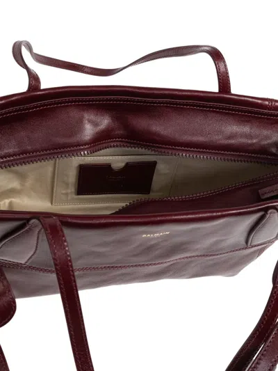 Balmain Top-handle Leather Tote Bag In Brown