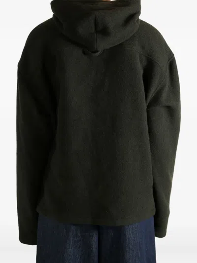 Rier Fleece-texture Hoodie In Green