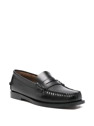 Sebago Black Leather Loafers In Nero Nero