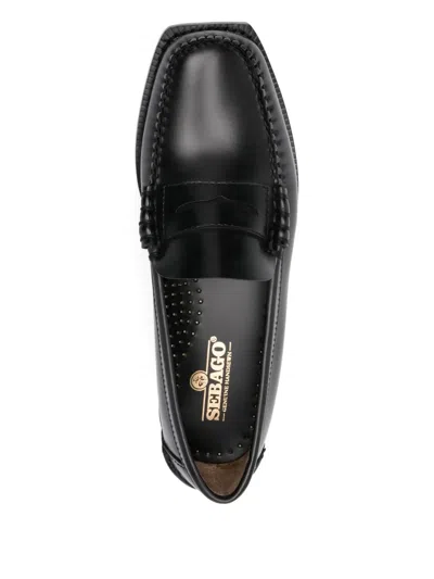 Sebago Black Leather Loafers In Nero Nero